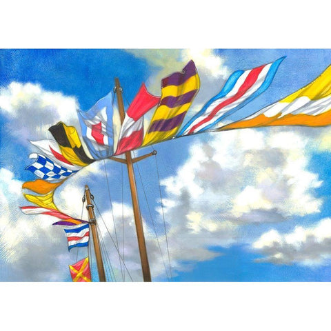 Yacht Flags  White Modern Wood Framed Art Print by Scott