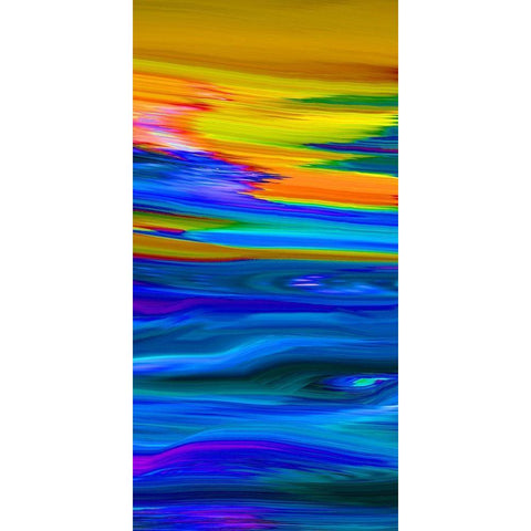 Sunset Waves I Black Modern Wood Framed Art Print with Double Matting by Tripp