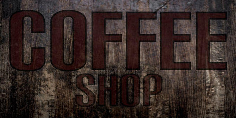 Coffee Shop Black Ornate Wood Framed Art Print with Double Matting by Phillip, Jamie
