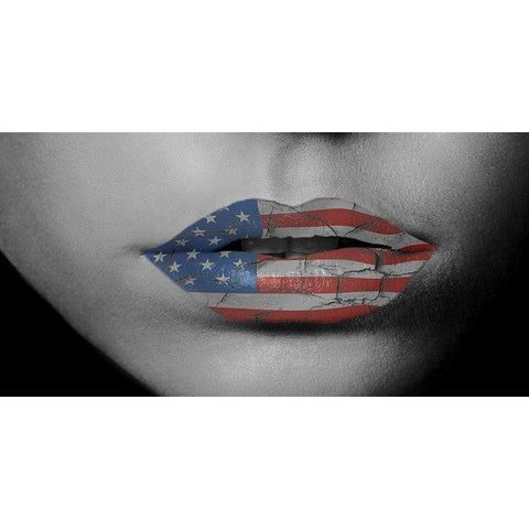 Kiss Me America Black Modern Wood Framed Art Print by Phillip, Jamie