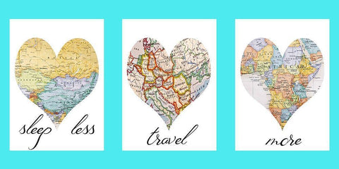 Love Map White Modern Wood Framed Art Print with Double Matting by Phillip, Jamie