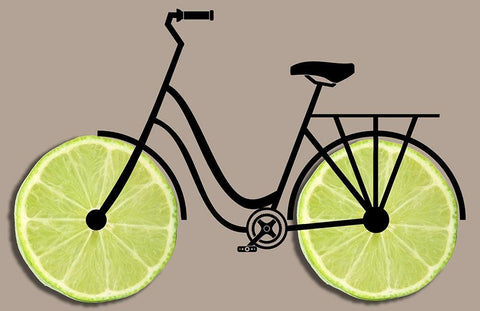 Lime Wheels 2 White Modern Wood Framed Art Print with Double Matting by Phillip, Jamie