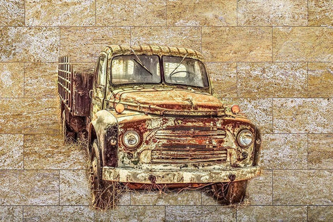 Vintage Truck Black Ornate Wood Framed Art Print with Double Matting by Phillip, Jamie