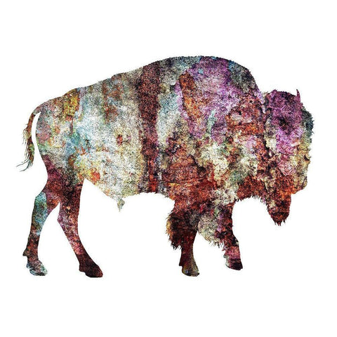 Rustic Bison White Modern Wood Framed Art Print by Phillip, Jamie