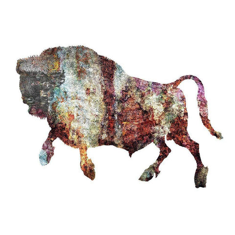 Rustic Bison 6 White Modern Wood Framed Art Print by Phillip, Jamie