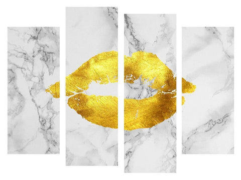 Gold Lips White Modern Wood Framed Art Print with Double Matting by Phillip, Jamie