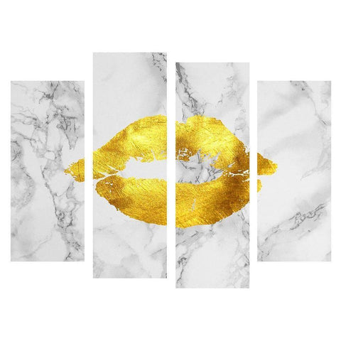 Gold Lips White Modern Wood Framed Art Print by Phillip, Jamie