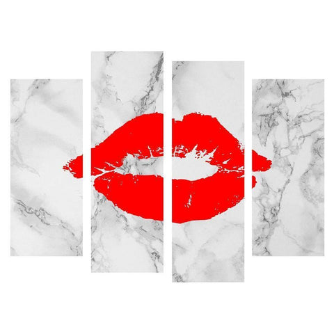 Red Lips White Modern Wood Framed Art Print by Phillip, Jamie