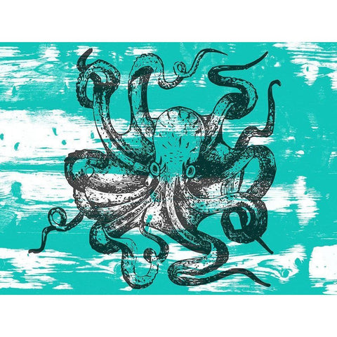 Octopus Gold Ornate Wood Framed Art Print with Double Matting by Phillip, Jamie