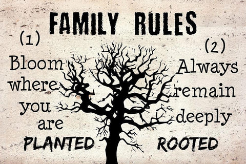 Family Rules Black Ornate Wood Framed Art Print with Double Matting by Phillip, Jamie