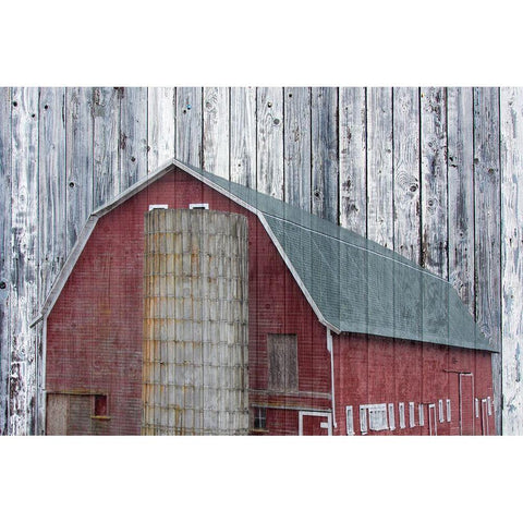 Red Barn Black Modern Wood Framed Art Print with Double Matting by Phillip, Jamie