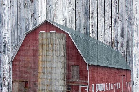 Red Barn Black Ornate Wood Framed Art Print with Double Matting by Phillip, Jamie