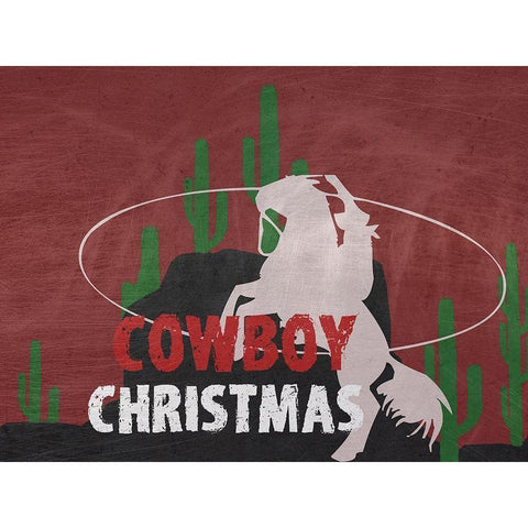 Cowboy Christmas White Modern Wood Framed Art Print by Phillip, Jamie