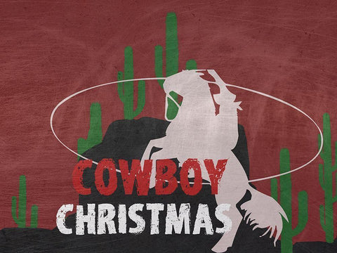 Cowboy Christmas White Modern Wood Framed Art Print with Double Matting by Phillip, Jamie