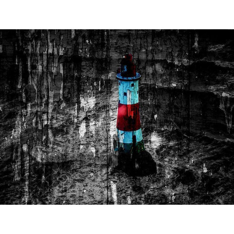 Lighthouse BW Black Modern Wood Framed Art Print with Double Matting by Phillip, Jamie