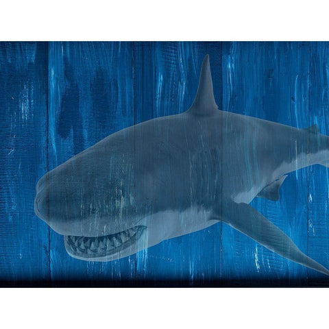 Man Cave Shark White Modern Wood Framed Art Print by Phillip, Jamie