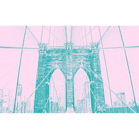 Brooklyn Bridge 1 Black Modern Wood Framed Art Print with Double Matting by Phillip, Jamie