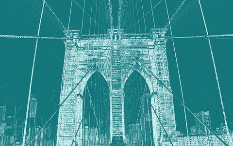 Brooklyn Bridge 2 White Modern Wood Framed Art Print with Double Matting by Phillip, Jamie