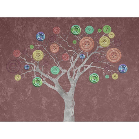 Button Tree White Modern Wood Framed Art Print by Phillip, Jamie