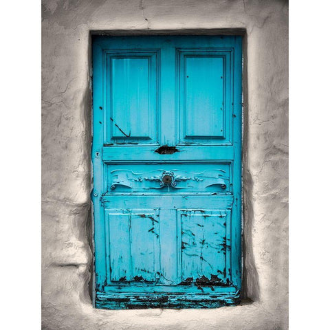 Blue Cottage Black Modern Wood Framed Art Print with Double Matting by Phillip, Jamie