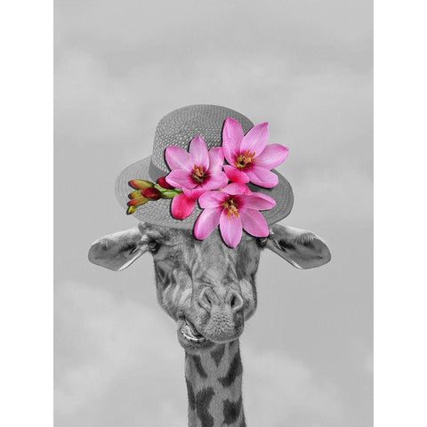 Giraffe Floral White Modern Wood Framed Art Print by Phillip, Jamie