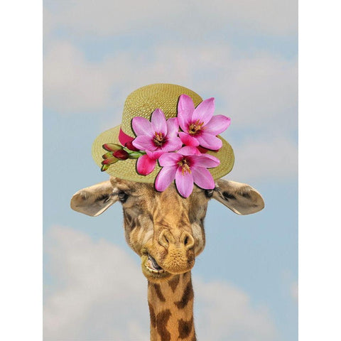 Giraffe Floral 2 White Modern Wood Framed Art Print by Phillip, Jamie