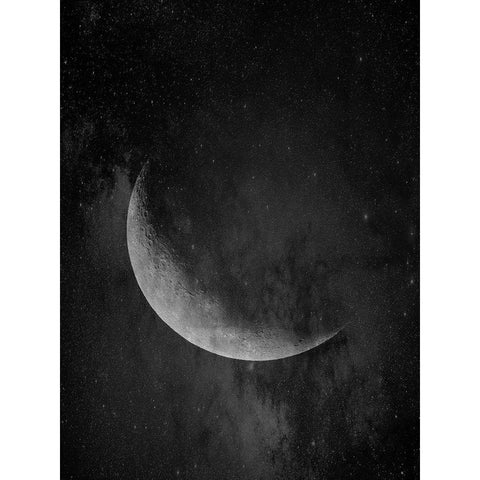 Moon Black Modern Wood Framed Art Print with Double Matting by Phillip, Jamie