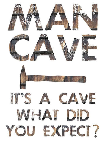 Man Cave White Modern Wood Framed Art Print with Double Matting by Phillip, Jamie