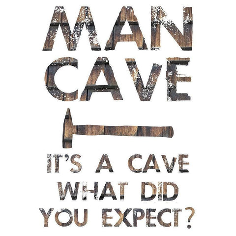 Man Cave White Modern Wood Framed Art Print by Phillip, Jamie