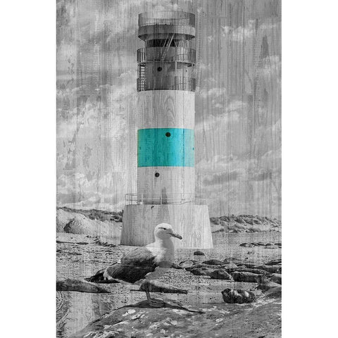 Lighthouse Black Modern Wood Framed Art Print with Double Matting by Phillip, Jamie