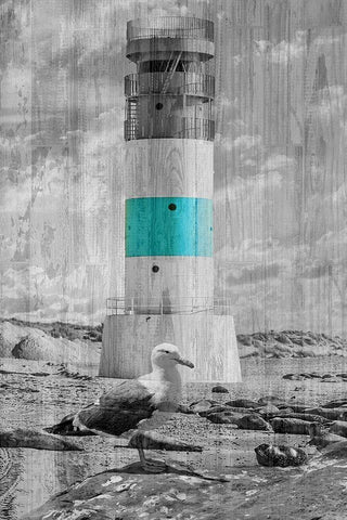 Lighthouse White Modern Wood Framed Art Print with Double Matting by Phillip, Jamie