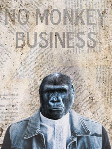 Monkey Business Black Ornate Wood Framed Art Print with Double Matting by Phillip, Jamie