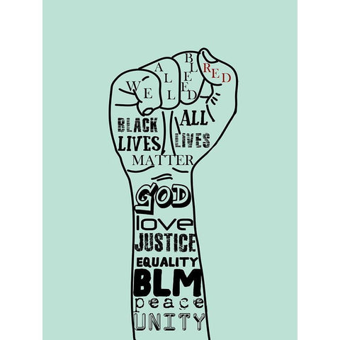 Black Lives Red White Modern Wood Framed Art Print by Phillip, Jamie