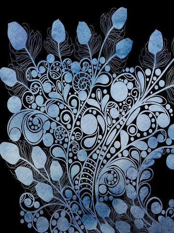 Peacock Feathers 1 Black Ornate Wood Framed Art Print with Double Matting by Phillip, Jamie