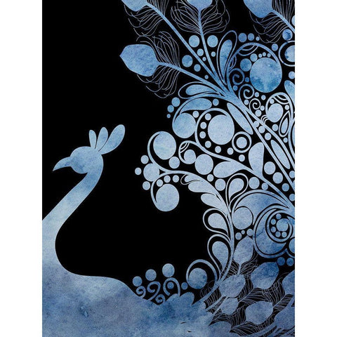 Peacock Tail 3 Black Modern Wood Framed Art Print with Double Matting by Phillip, Jamie