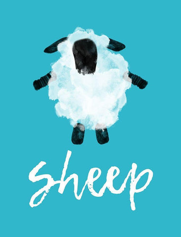 Sheep White Modern Wood Framed Art Print with Double Matting by Phillip, Jamie