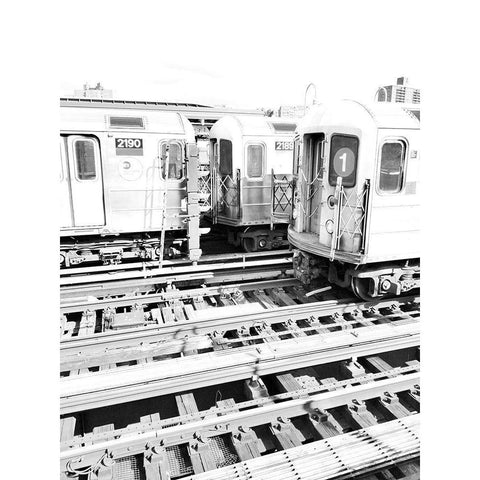 Trains NY White Modern Wood Framed Art Print by Phillip, Jamie