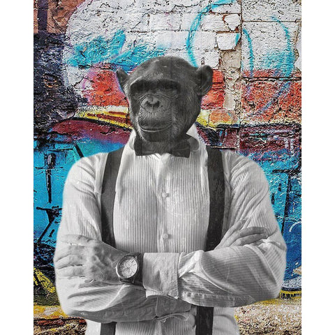 Street Monkey 2 Black Modern Wood Framed Art Print with Double Matting by Phillip, Jamie