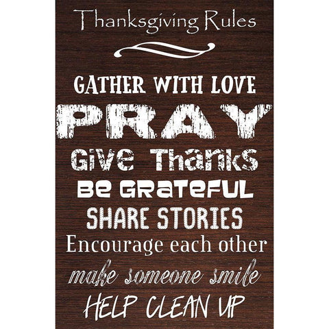 Thanksgiving Rules White Modern Wood Framed Art Print by Phillip, Jamie