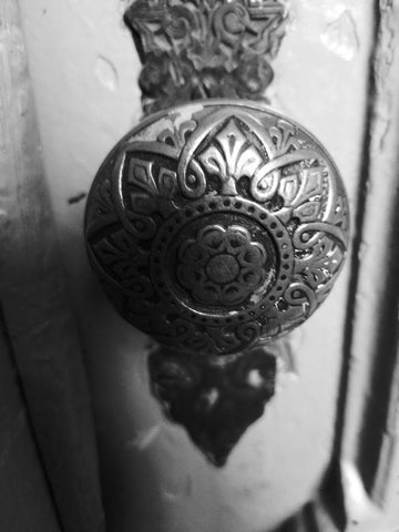 Door Knob 2 Black Ornate Wood Framed Art Print with Double Matting by Phillip, Jamie