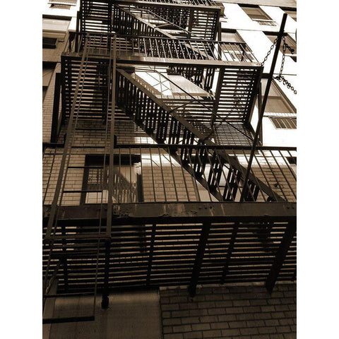 Fire Escape New Your White Modern Wood Framed Art Print by Phillip, Jamie