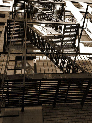 Fire Escape New Your White Modern Wood Framed Art Print with Double Matting by Phillip, Jamie