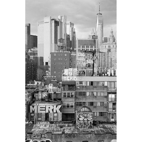 New York Bridge View White Modern Wood Framed Art Print by Phillip, Jamie