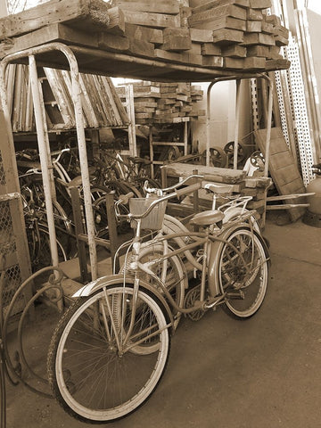 Sepia Bikes Black Modern Wood Framed Art Print by Phillip, Jamie