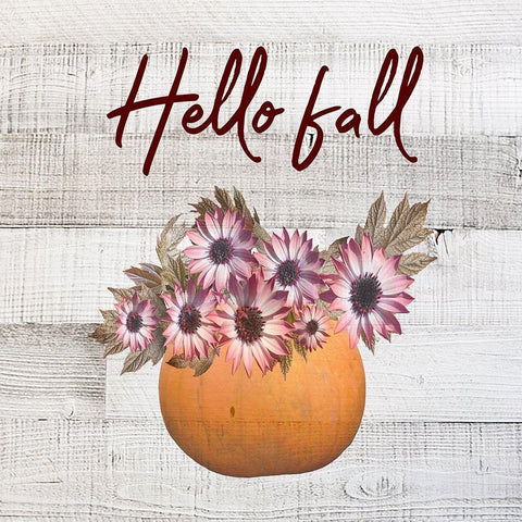 Hello Fall White Modern Wood Framed Art Print by Phillip, Jamie