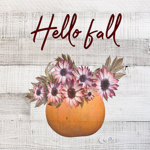 Hello Fall White Modern Wood Framed Art Print with Double Matting by Phillip, Jamie