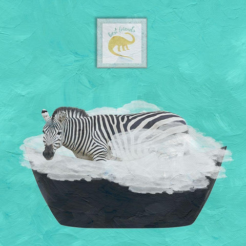 Zebra Bath White Modern Wood Framed Art Print by Phillip, Jamie