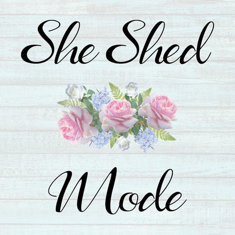 She Shed Mode White Modern Wood Framed Art Print by Phillip, Jamie