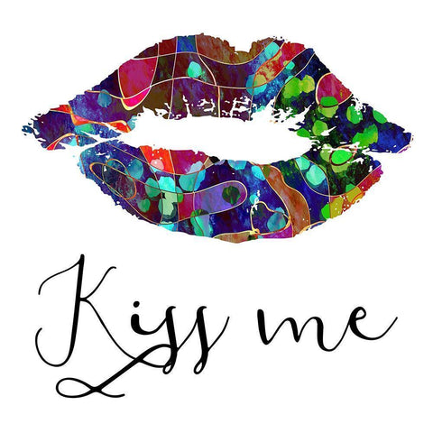 Kiss Me Black Ornate Wood Framed Art Print with Double Matting by Phillip, Jamie