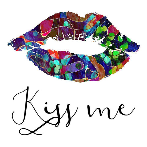 Kiss Me Black Modern Wood Framed Art Print with Double Matting by Phillip, Jamie